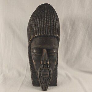 Vintage 12" Hand Carved‎ African Tribal Bust Sculpture Wooden Ebony? Duel Sided